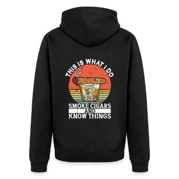 Cigar cigarette smokers - Unisex Premium Organic Zip Hoodie - black - Back - Nico (187cm)