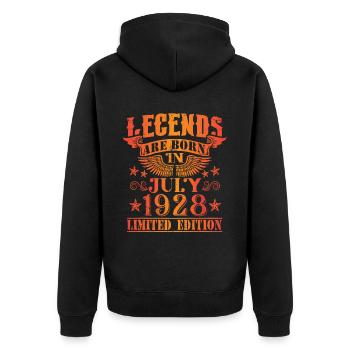 Geburtstag Juli 1928 Limited Edition Vintage - Unisex Premium Bio Zip Hoodie - Schwarz - Hinten - Nico (187cm)