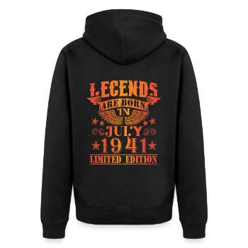 Geburtstag Juli 1941 Limited Edition Vintage - Unisex Premium Bio Zip Hoodie - Schwarz - Hinten - Nico (187cm)