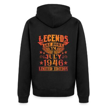 Geburtstag Juli 1946 Limited Edition Vintage - Unisex Premium Bio Zip Hoodie - Schwarz - Hinten - Nico (187cm)