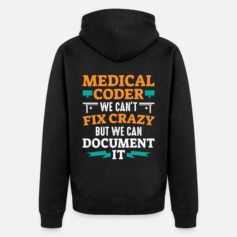 Medical encoder, programmer - Unisex Premium Organic Zip Hoodie - black