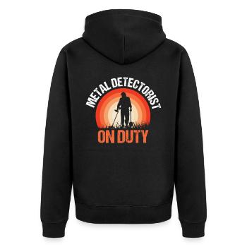Metalldetektor, Metalldetektorist - Unisex Premium Bio Zip Hoodie - Schwarz - Hinten - Nico (187cm)