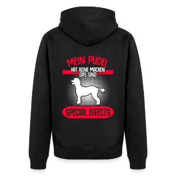 Pudel Hund - Unisex Premium Bio Zip Hoodie - Schwarz - Hinten - Nico (187cm)