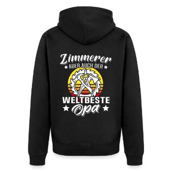 Zimmermann Opa Zimmerer Grossvater - Unisex Premium Bio Zip Hoodie - Schwarz - Hinten - Nico (187cm)