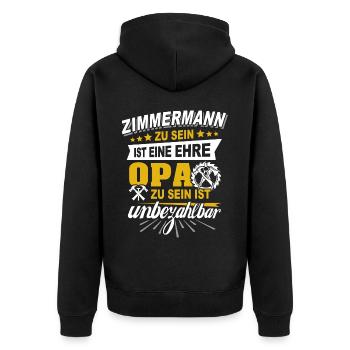 Zimmermann Opa Zimmerer Grossvater - Unisex Premium Bio Zip Hoodie - Schwarz - Hinten - Nico (187cm)