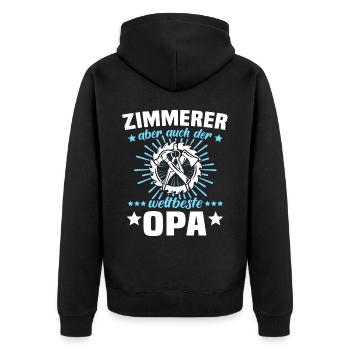 Zimmermann Opa Zimmerer Grossvater - Unisex Premium Bio Zip Hoodie - Schwarz - Hinten - Nico (187cm)