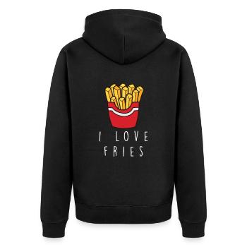 Français Frites Drôles de patates douces Frites Restauration rapide - Veste à capuche bio Premium Unisexe - noir - Dos - Nico (187cm)