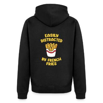Français Frites Drôles de patates douces Frites Restauration rapide - Veste à capuche bio Premium Unisexe - noir - Dos - Nico (187cm)