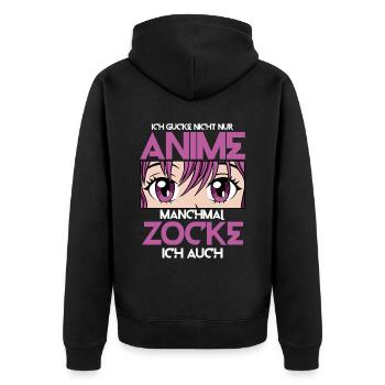 Anime und Zocken - Unisex Premium Bio Zip Hoodie - Schwarz - Hinten - Nico (187cm)