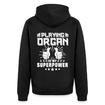 Orgelspieler Orgel Organist - Unisex Premium Bio Zip Hoodie - Schwarz - Hinten - Nico (187cm)