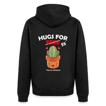 Funny cute cactus valentine costume Hugs For Free - Unisex Premium Bio Zip Hoodie - Schwarz - Hinten - Nico (187cm)