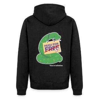 Funny cute snake valentine costume Hugs For Free - Unisex Premium Bio Zip Hoodie - Schwarz - Hinten - Nico (187cm)