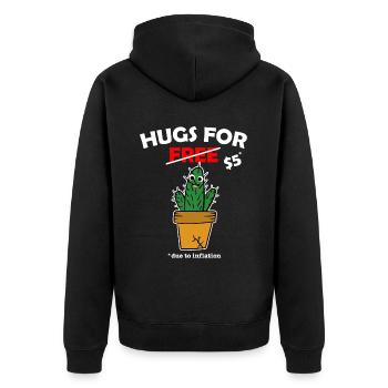 Funny cute cactus valentine costume Hugs For Free - Unisex Premium Bio Zip Hoodie - Schwarz - Hinten - Nico (187cm)