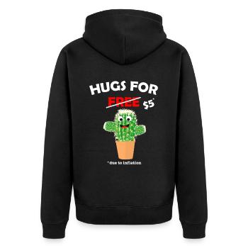 Funny cute cactus valentine costume Hugs For Free - Unisex Premium Bio Zip Hoodie - Schwarz - Hinten - Nico (187cm)