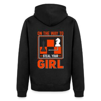 Chess Chess Player Tournament for Clever Minds - Unisex Premium Organic Zip Hoodie - black - Back - Nico (187cm)