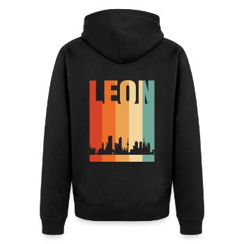 León - Unisex Premium Bio Zip Hoodie - Schwarz - Hinten - Nico (187cm)