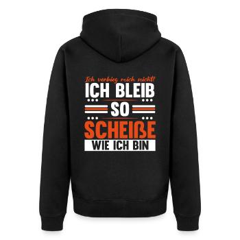 Ich Bleib So Scheiße Wie Ich Bin - Unisex Premium Bio Zip Hoodie - Schwarz - Hinten - Nico (187cm)