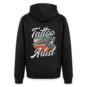 Tattoo Artist - Unisex Premium Organic Zip Hoodie - black - Back - Nico (187cm)