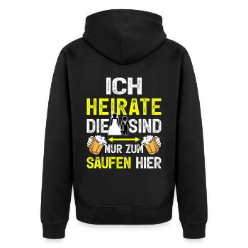 Männer JGA T-Shirt Bräutigam Kostüm Polterabend - Unisex Premium Bio Zip Hoodie - Schwarz - Hinten - Nico (187cm)