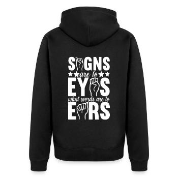 Taub Taubstumm Deaf - Unisex Premium Bio Zip Hoodie - Schwarz - Hinten - Nico (187cm)