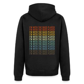 Ich bin mit dem Bassisten Bassist Gitarrist - Unisex Premium Bio Zip Hoodie - Schwarz - Hinten - Nico (187cm)
