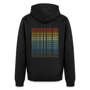 Quallen sind mein Seelentier Qualle - Unisex Premium Bio Zip Hoodie - Schwarz - Hinten - Nico (187cm)
