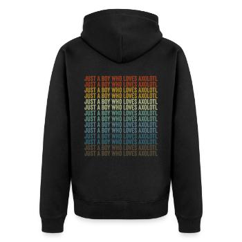 Only a boy who loves the axolotl Axolotl - Unisex Premium Organic Zip Hoodie - black - Back - Nico (187cm)