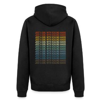 Just A Girl With Healing Hands Massage Therapeutin - Unisex Premium Bio Zip Hoodie - Schwarz - Hinten - Nico (187cm)
