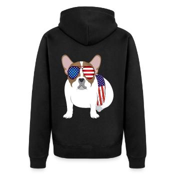 Hund - Amerikaner - Sonnenbrille - Unisex Premium Bio Zip Hoodie - Schwarz - Hinten - Nico (187cm)