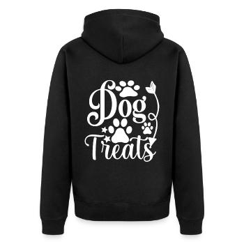 Hundeleckerlis - Pfoten und Pfeil - Unisex Premium Bio Zip Hoodie - Schwarz - Hinten - Nico (187cm)