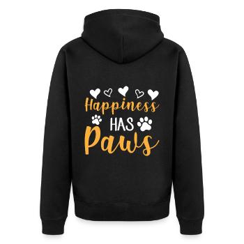 Happiness Has Paws - Herzen und Pfoten - Unisex Premium Bio Zip Hoodie - Schwarz - Hinten - Nico (187cm)