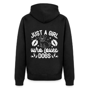 Nur ein Mädchen, das Hunde liebt - Lippen - Sterne - Unisex Premium Bio Zip Hoodie - Schwarz - Hinten - Nico (187cm)