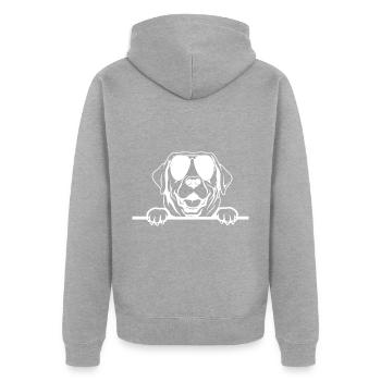 Dog spies USA sunglasses - Unisex Premium Organic Zip Hoodie - heather grey - Back - Nico (187cm)