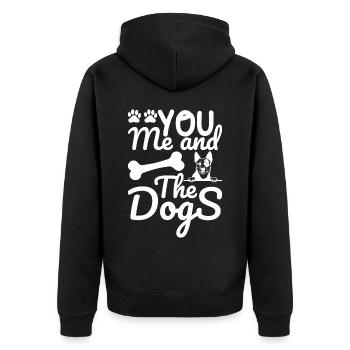 Du, ich und die Hunde - Pfoten - Knochen - Hund - Unisex Premium Bio Zip Hoodie - Schwarz - Hinten - Nico (187cm)