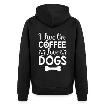 I live on coffee love dogs - Unisex Premium Organic Zip Hoodie - black - Back - Nico (187cm)