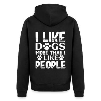 I like dogs more than I like people - Unisex Premium Organic Zip Hoodie - black - Back - Nico (187cm)