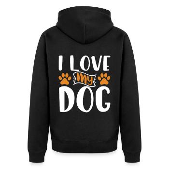 I love my dog - Paws - Unisex Premium Organic Zip Hoodie - black - Back - Nico (187cm)