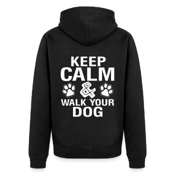 Restez calme _ Promener le chien - Veste à capuche bio Premium Unisexe - noir - Dos - Nico (187cm)
