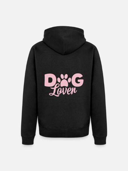 Dog lovers - Pink Paw - Unisex Premium Organic Zip Hoodie - black