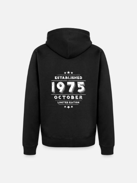 Birthday in October 1975 - October - Unisex Premium Organic Zip Hoodie - black