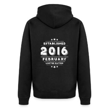 Birthday in February 2016 - February - Unisex Premium Organic Zip Hoodie - black - Back - Nico (187cm)