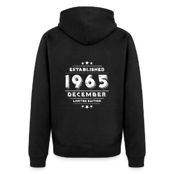 Anniversaire en décembre 1965 - décembre - Veste à capuche bio Premium Unisexe - noir - Dos - Nico (187cm)