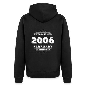 Anniversaire en février 2006 - février - Veste à capuche bio Premium Unisexe - noir - Dos - Nico (187cm)