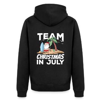 Team Weihnachten Im Juli Santa Christmas In July - Unisex Premium Bio Zip Hoodie - Schwarz - Hinten - Nico (187cm)