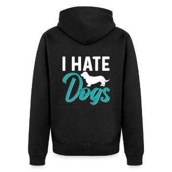 I Hate Dog Lovers Cat Cats Pet - Unisex Premium Organic Zip Hoodie - black - Back - Nico (187cm)