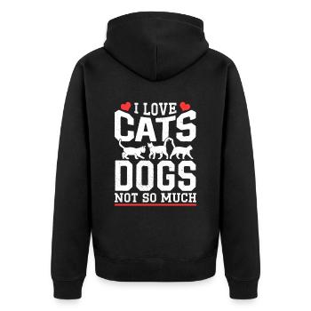 Ich Liebe Katzen Die Hunde Nicht So Sehr Katze Süß - Unisex Premium Bio Zip Hoodie - Schwarz - Hinten - Nico (187cm)