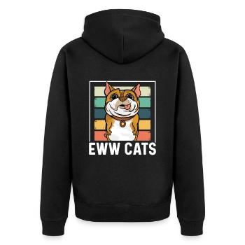 yuck cat sayings animal lover puppy dog - Unisex Premium Organic Zip Hoodie - black - Back - Nico (187cm)