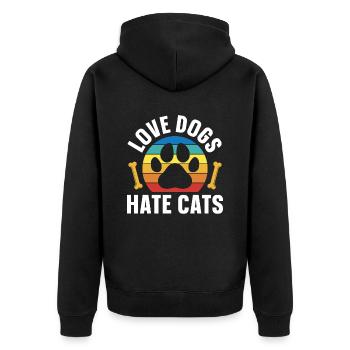 Love Dogs Hate Cats Dog Puppy Lovers - Unisex Premium Organic Zip Hoodie - black - Back - Nico (187cm)