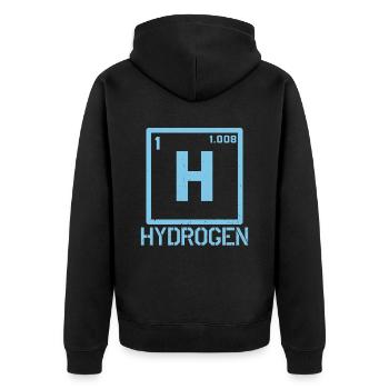 Wasserstoff Element Hydrogen Energie - Unisex Premium Bio Zip Hoodie - Schwarz - Hinten - Nico (187cm)