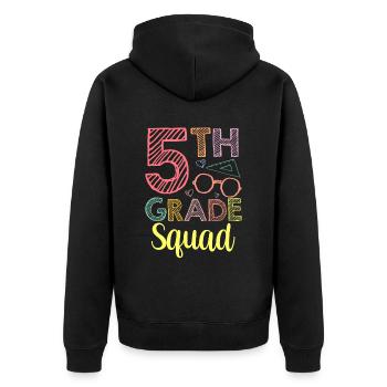 5 Class Team Fifth Grade School - Unisex Premium Organic Zip Hoodie - black - Back - Nico (187cm)